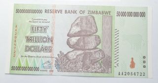 Rare 2008 50 Trillion Dollar - Zimbabwe - Uncirculated Note - 100 Series 689