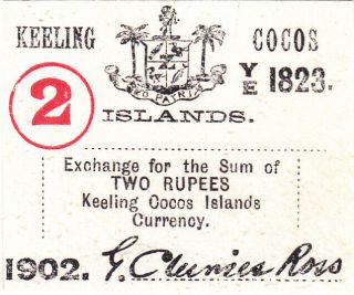 2 Rupees Aunc Banknote From Keeling And Cocos Islands 1902 Pick - S127 Rare