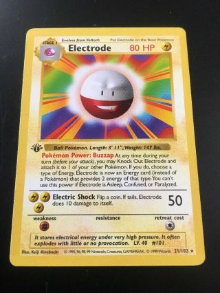 Pokemon First Edition Electrode Shadowless Rare