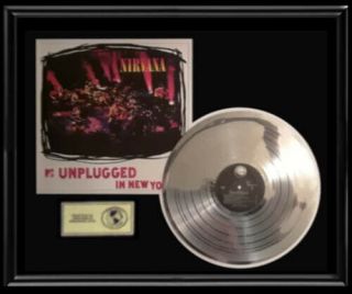 Nirvana Unplugged Rare Gold Record Platinum Disc Lp Album Frame Non Riaa