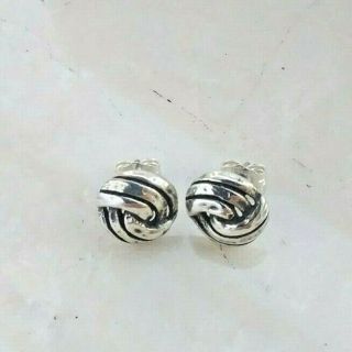 Rare Retired James Avery Sterling Silver Round Hammered Knot Earrings,  Ear Posts