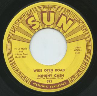Rare Country 45 - Johnny Cash & The Tennessee Three - Wide Open Road - Sun
