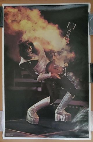 Kiss 1977 Alive Ii Poster Ace Frehley Smokin Les Paul Rare