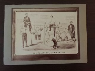 Rare Vintage Cartoon " The Political Gymnasium " By Louis Maurer - 1860 Election