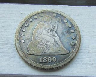 1890 Seated Liberty Quarter 25c - - - - - - Vf - - - - - - Very Rare - - - - - - Only 80k Minted