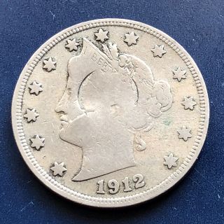 1912 S Liberty Head V Nickel 5c San Francisco Rare Key Date Grade 10079