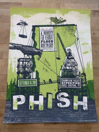 Rare Phish Poster Benefit For Vermont Flood Recovery 9/14/11 Justin Helton S/n