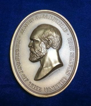 Vintage Us James Garfield Bronze Peace Medal 3 Inches Tall Rare