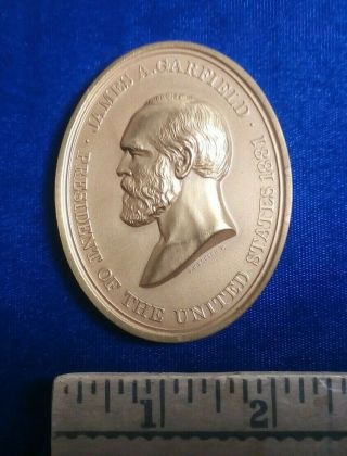 Vintage Us James Garfield Bronze Peace Medal 3 inches tall Rare 2