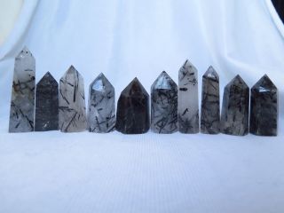 10 Rare Natural Tourmaline Black Crystal Point Healing Jj12 700g