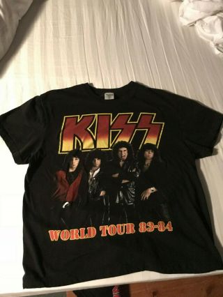 Kiss Very Rare Lick It Up Concert T - Shirt 83 - 84 All Hells Breaking Loose Large