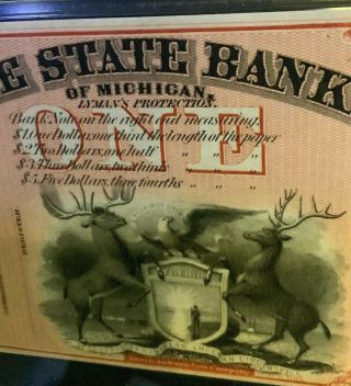 1859 $1 State Bank Of Michigan Detroit PMG 64 Uncirculated RARE PIECE OF HISTORY 4