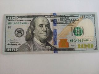 2013 $100 One Hundred Dollar Bill Star Note - Rare - Low Serial Number