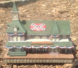 Rare Confederate Flag Train Station Hawthorne Village Civil War Model Building
