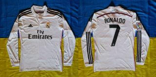 ● Rare Ronaldo Fc Real Madrid 2014/2015 Home Shirt Adidas Size Men Adult M ●