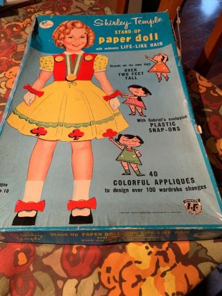 Rare Vintage Shirley Temple Stand Up Paper Doll With Life - Like Hair 1958 Gabriel