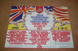 Ninth International Festival Of Country Music - Wembley 1977 - Rare Orig.  Poster
