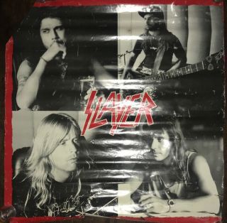 Rare Vtg 1990 Slayer Band Poster 36” Square Heavy Metal Thrash Four Members