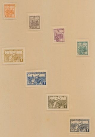 Rare Argentina Stamps 375 1c Revolution Unadopted Design,  Colour Trials Vf Page