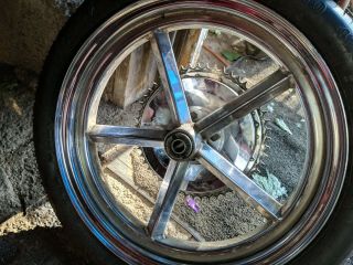 Vintage Invader 16 " Rear 5 Spoke Mag Wheel For Harley - Davidson W/ Drum (rare)