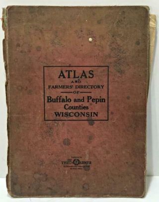Rare Vtg/antq 1930 Hardcover Book: Atlas Of Buffalo And Pepin Counties Wisconsin
