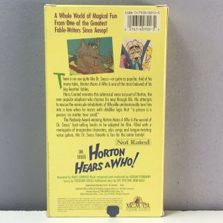 Dr.  Seuss Horton Hears a Who VHS Video Cassette Tape VTG 1989 MGM M200702 Rare 4
