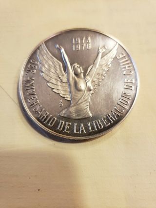CHILE 10 Pesos ND (1976) Silver Proof ' 3rd Anniversary of Government ' Rare 2