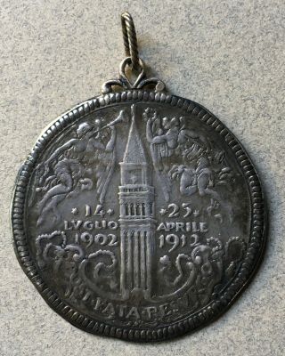 Rare Italian Silver Medal Italy Venezia Lion Of St Marco 1902 - 1912 Medaglia