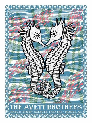 The Avett Brothers Mobile Alabama Official Concert Poster 3/13/2019 Ap Show Rare
