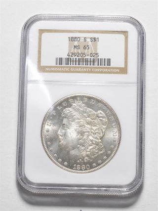 Ms65 1880 - S Morgan Silver Dollar Ngc Graded Rare In Choice Unc 076