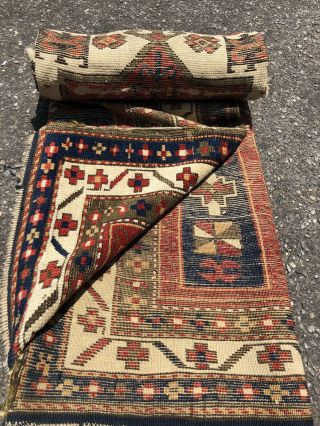 Auth: 19th C Antique Kazak Caucasian prayer Rug 4x6 Rare type Collectible 4x6 NR 10