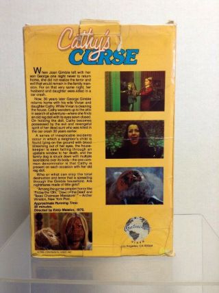Cathy ' s Curse VHS Big Box Continental Video NO STICKERS,  RARE HORROR 7