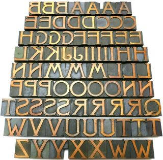 Letterpress Wood 1 5/16 " Decorative Alphabet 79pcs Exquisite Rare Design