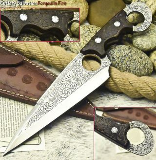 One - Of - A - Kind Rare Custom Hand Made D2 Tool Steel Knife | Chisel Engraved