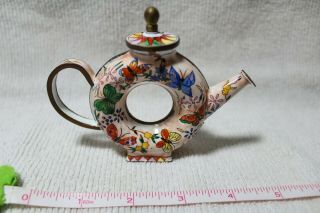 Rare Trade & Aid " Enamel Miniature Tea Pot " Le,  Signed,  (trinket Box)
