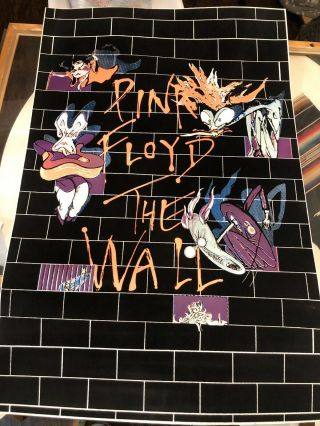 1994 Vintage Pink Floyd The Wall Black Light Velvet Poster Rare 23x35