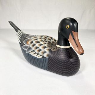 Vintage Long Tail Mallard Wooden Duck Decoy 15 " Hand Crafted Detailed China Rare