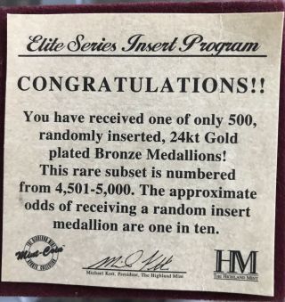 Michael Jordan Ultra Rare Elite Gold Plated Bronze Limited Edition 500 Medallion 4
