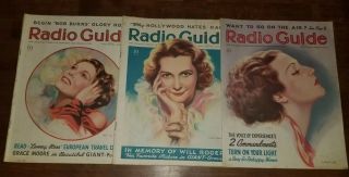 (3) Radio Guide Aug 1936 Loretta Clemens Rachel Carlay Betty Lou Gerson Rare
