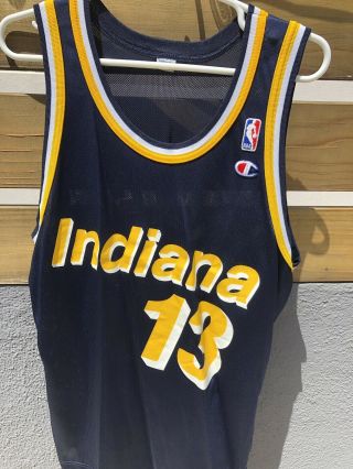 Vtg Nba Mark Jackson Indiana Pacers Size 48 Rare Jersey Away Blue