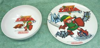 Rare Nintendo The Legend Of Zelda Plastic Plate And Bowl 1989 Peter Pan Ind