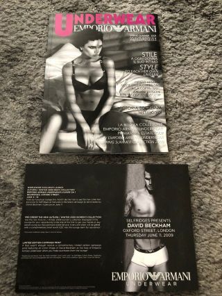 Victoria & David Beckham Rare Uk Emporio Armani Underwear Launch Invite & Mag