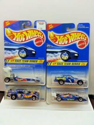 1995 Hot Wheels Race Team Series Complete Set Of 4 Cars Noc Vintage Rare