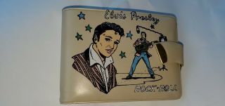 Rare Vintage Elvis Presley Tan Vinyl Wallet 1956 - Near