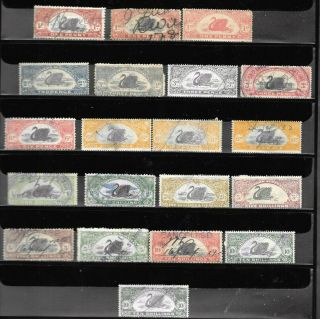 Western Australia Duty Stamps X 20,  1d - 10/ -,  Shades,  Rare