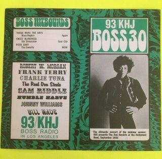Rare Jimi Hendrix 1968 Hollywood Bowl Concert Handbill Khj Music Radio Survey