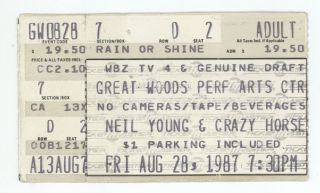 Rare Neil Young 8/28/87 Mansfield Ma Ticket Stub Boston
