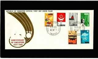 Singapore 1969 Rare 150th Anniv.  Of Foundation First Day Cover With Cds Postmark