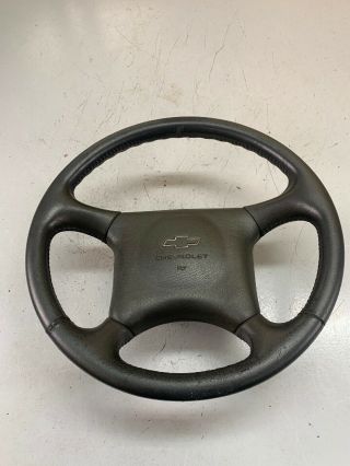 95 - 00 Chevy Gmc Truck 3/4 Ton Leather Wrapped Steering Wheel Non Airbag Rare Oem
