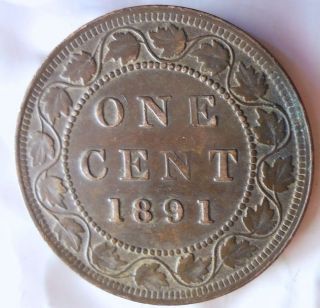1891 Canada Cent - Large Date - Rare - - Canada Bin Yy